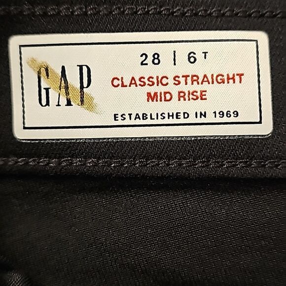 GAP Classic Straight Mid-Rise Denim, Black, Size 6 Tall, NWT - Picture 11 of 13